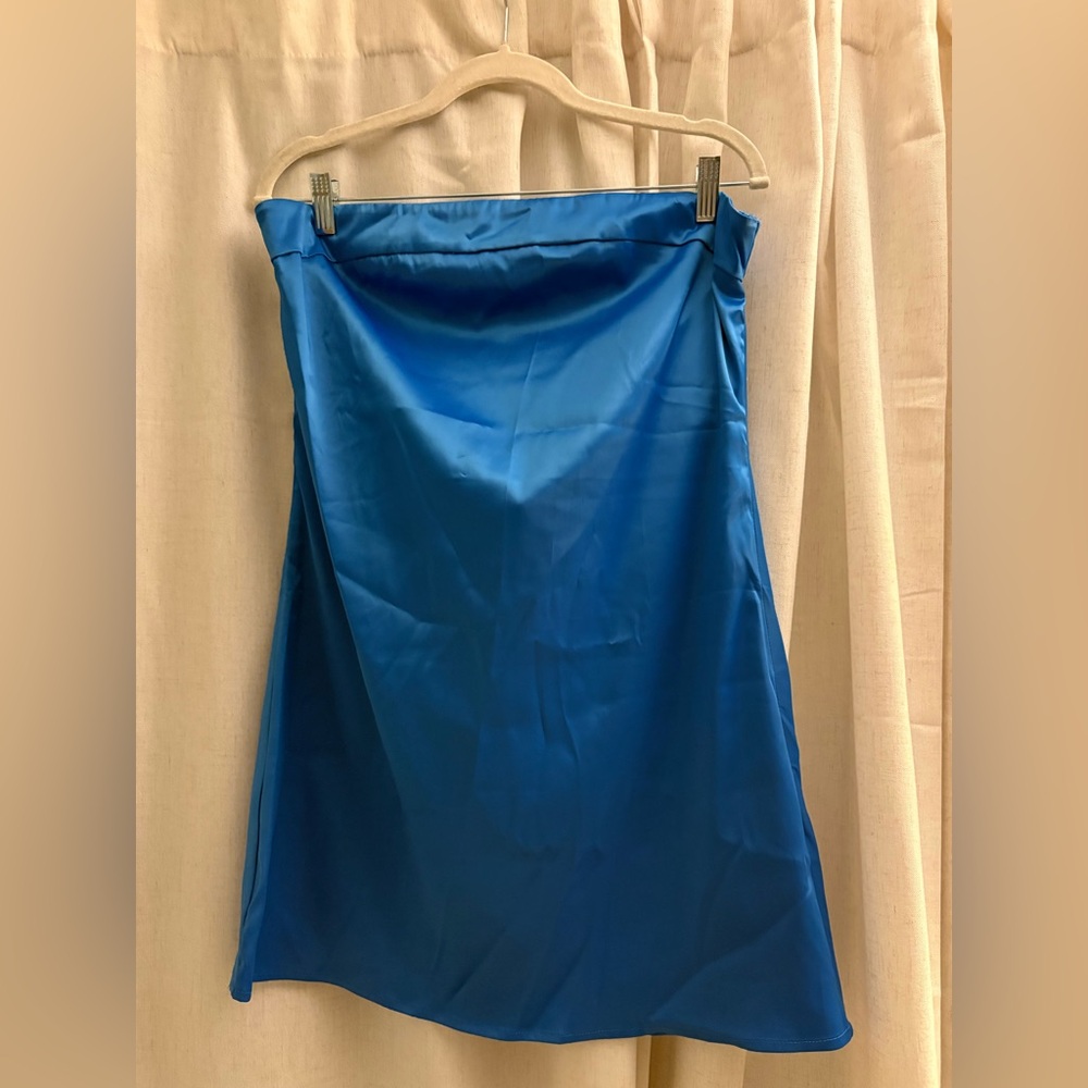 Elegant Blue Satin Mini Dress